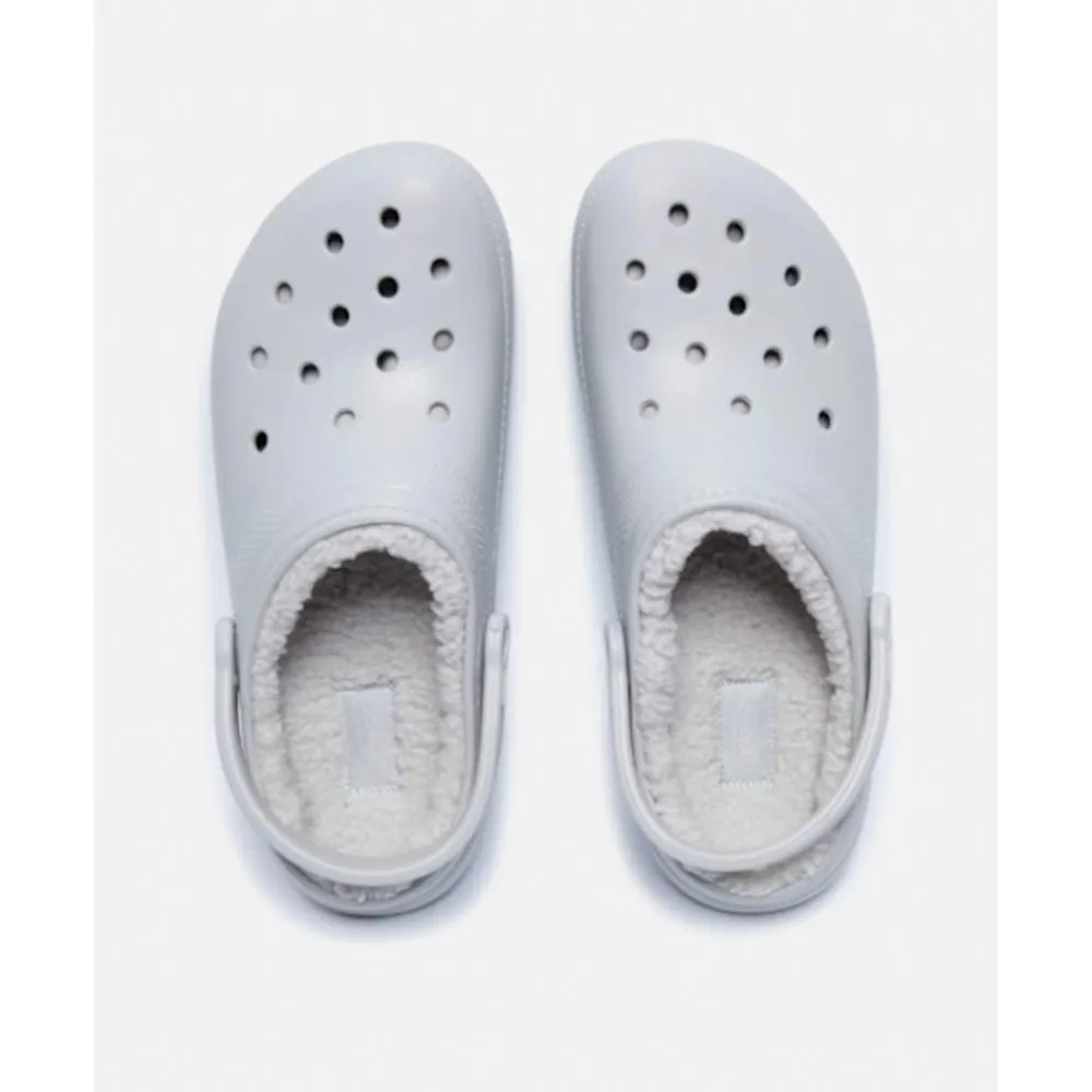 Hot Crocs Adults Classic Fuzz Lined Clog Grey
