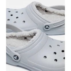 Hot Crocs Adults Classic Fuzz Lined Clog Grey