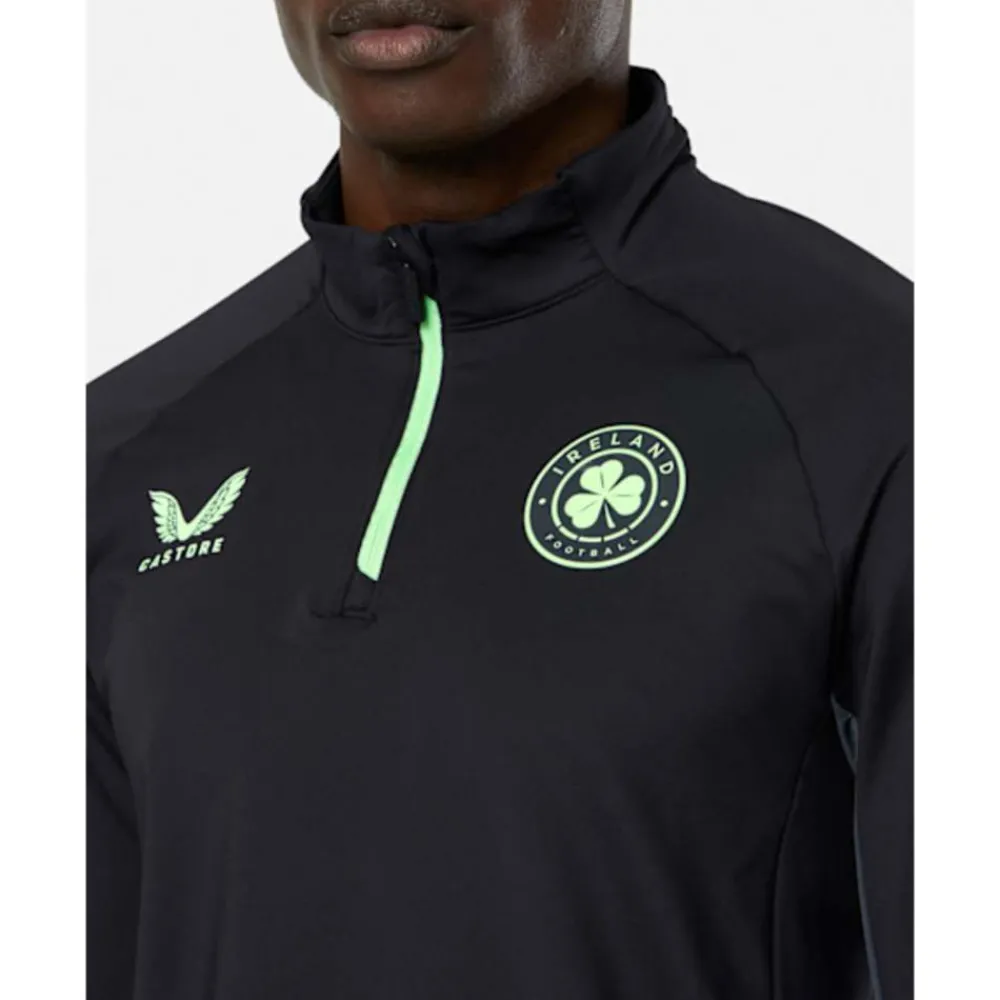 Discount Castore Adults Ireland Pro Half Zip Top Black
