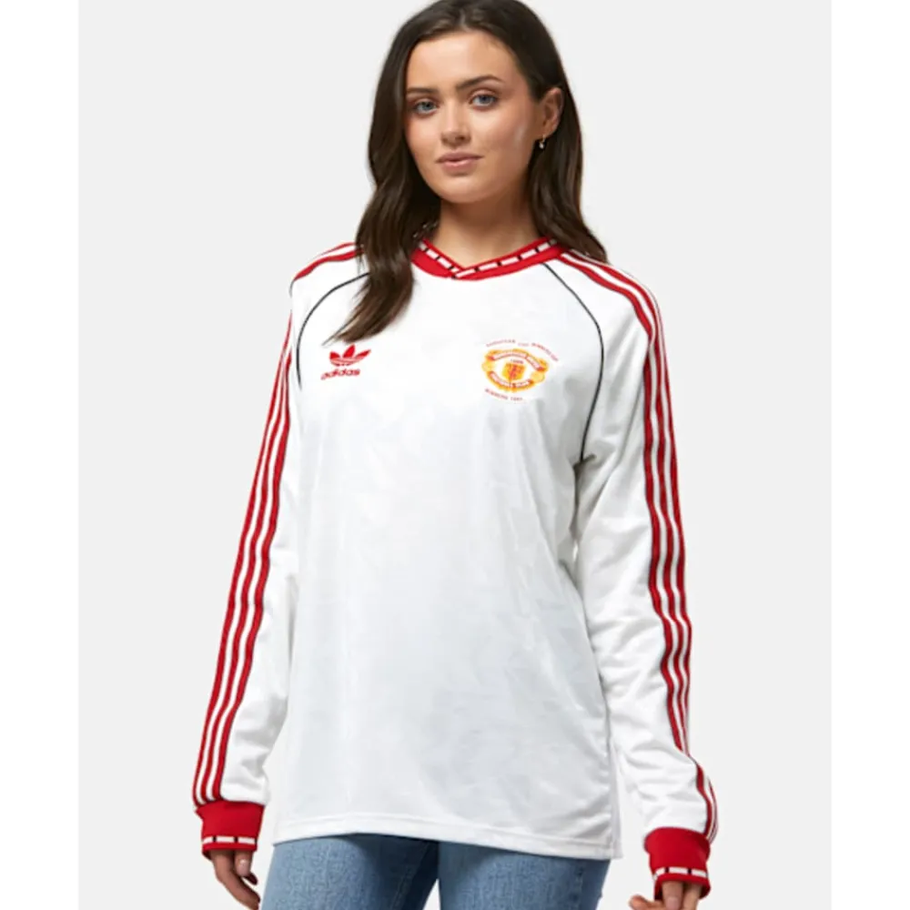 Best adidas Adults Manchester United Long Sleeve Away Jersey 91 White
