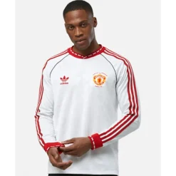 Best adidas Adults Manchester United Long Sleeve Away Jersey 91 White
