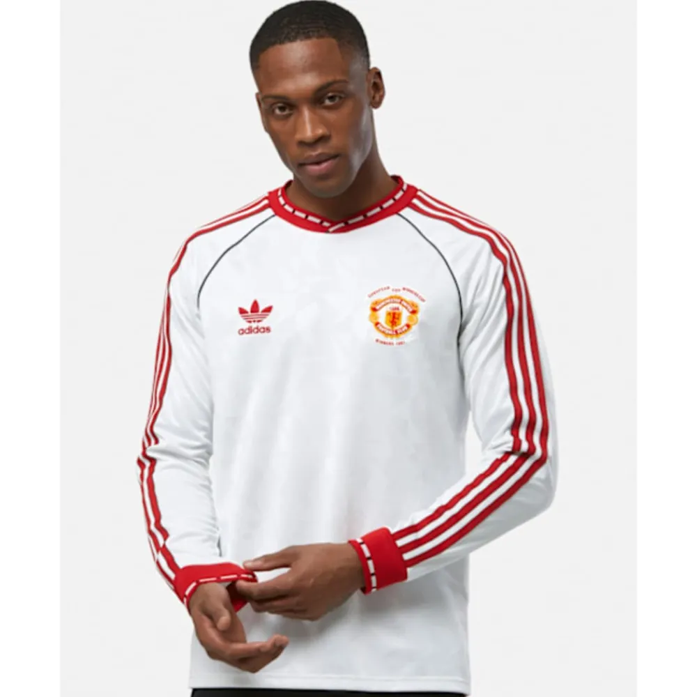 Best adidas Adults Manchester United Long Sleeve Away Jersey 91 White