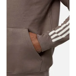 Discount adidas Originals Mens 3 Stripe Hoodie Brown