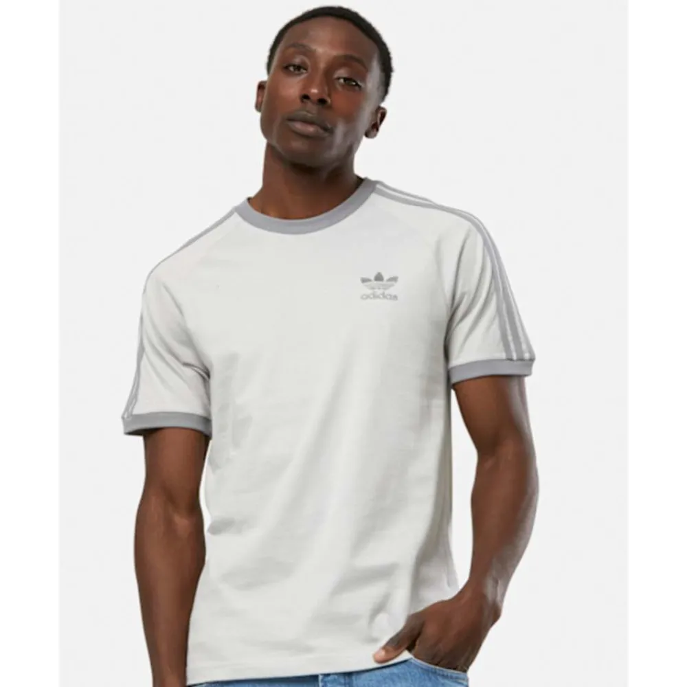 Outlet adidas Originals Mens 3 Stripe T-Shirt Grey