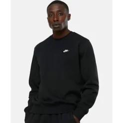 Outlet Nike Mens Club Crew Neck Sweatshirt Black