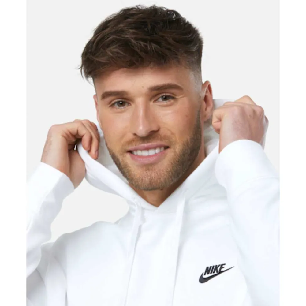 Discount Nike Mens Club Fleece Hoodie White