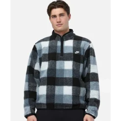 Clearance Nike Mens Club Sherpa Half Zip Top Black