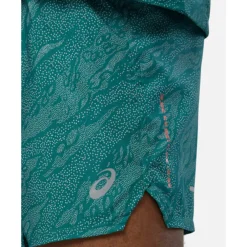 New Asics Mens FujiTrail 5Inch Print Short Green