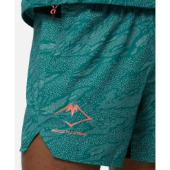 New Asics Mens FujiTrail 5Inch Print Short Green