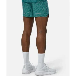 New Asics Mens FujiTrail 5Inch Print Short Green