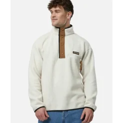 Clearance Columbia Mens Helvetia Half Snap Top Fleece Cream
