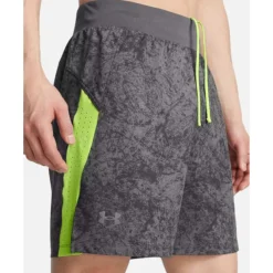Clearance Under Armour Mens Launch Printed 7 Inch Short Grey
