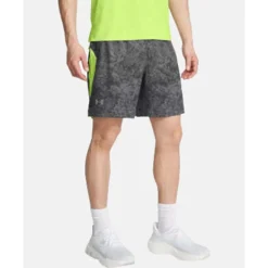 Clearance Under Armour Mens Launch Printed 7 Inch Short Grey