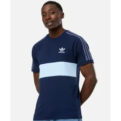 Sale adidas Originals Mens Logo Panel T-Shirt Navy