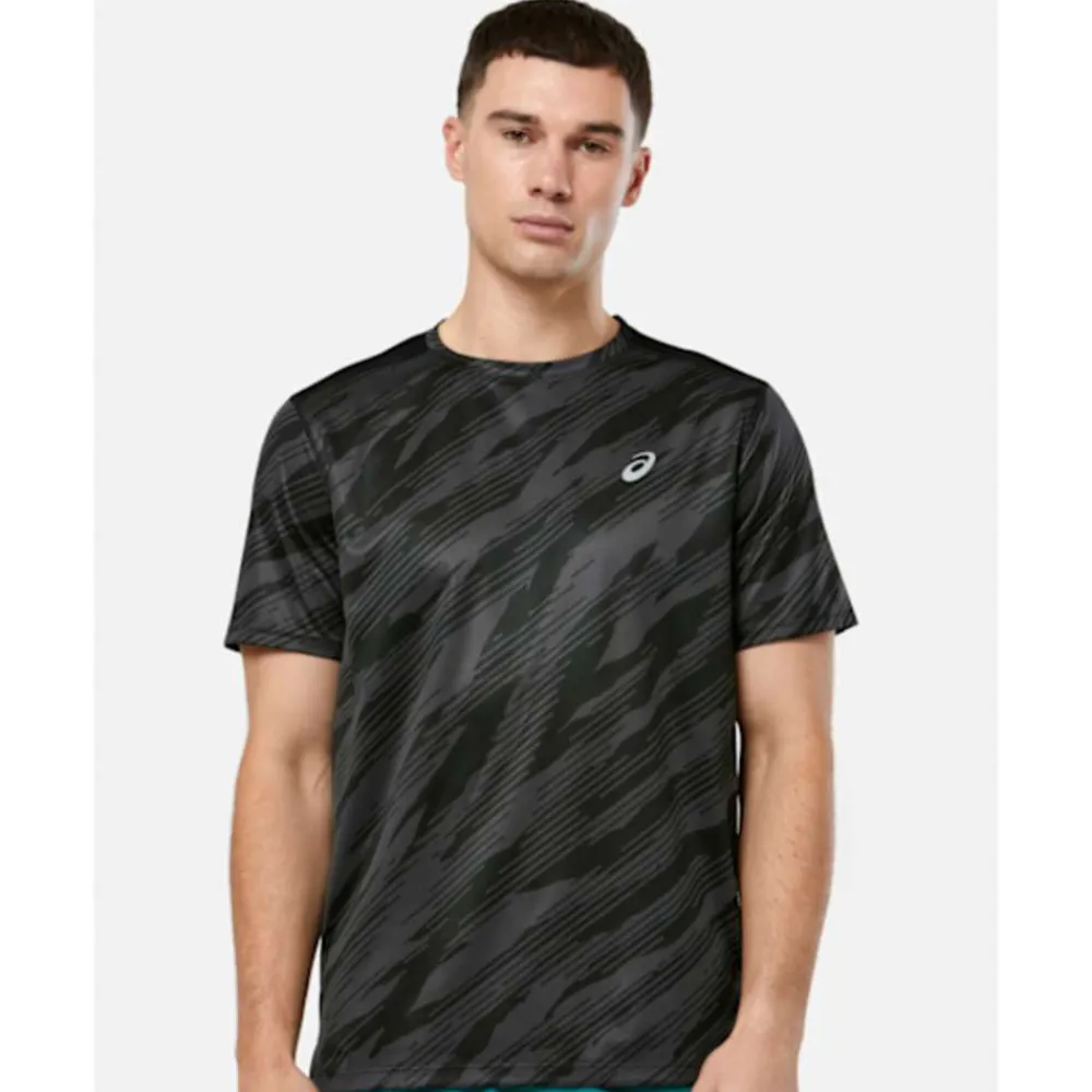 Sale Asics Mens Print Run T-Shirt Black