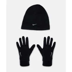 Hot Nike Mens Run Train Fleece Hat & Glove Set Black