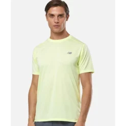 Fashion New Balance Mens Run T-Shirt Yellow