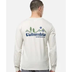 Sale Columbia Mens Seasonal Long Sleeved T-shirt Cream