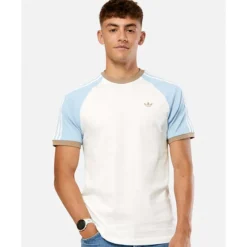 Outlet adidas Originals Mens 3-Stripe Cali T-Shirt White