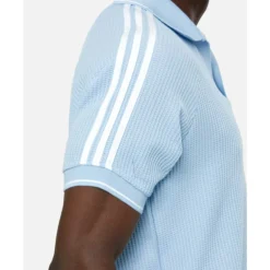 New adidas Originals Mens Waffle Polo T-Shirt Blue