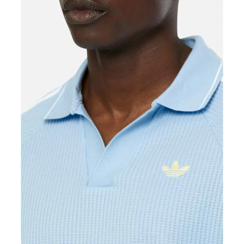 New adidas Originals Mens Waffle Polo T-Shirt Blue