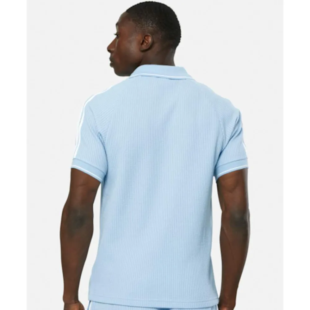 New adidas Originals Mens Waffle Polo T-Shirt Blue