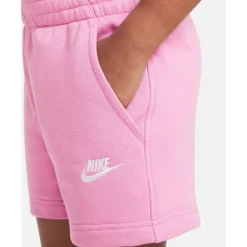New Nike Older Kids Club Fleece 5 Inch Shorts Pink