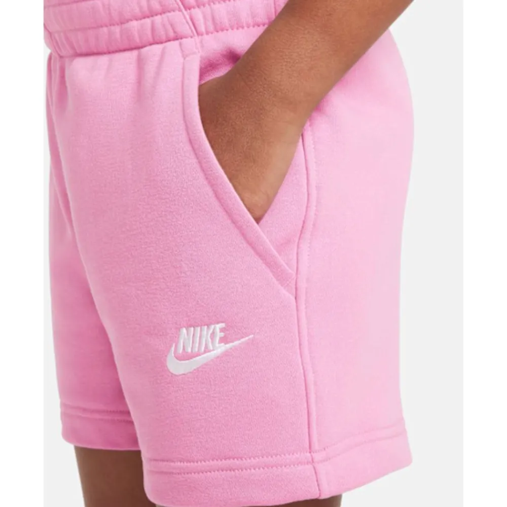 New Nike Older Kids Club Fleece 5 Inch Shorts Pink