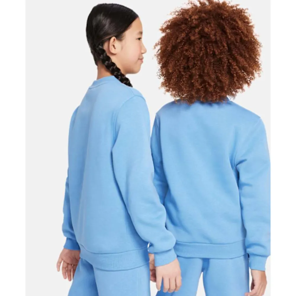 Outlet Nike Older Kids Club Fleece Crew Neck Sweatshirt Blue