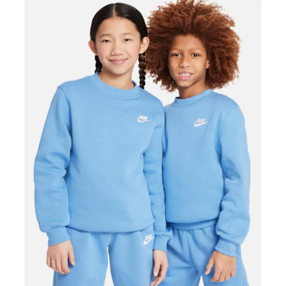 Outlet Nike Older Kids Club Fleece Crew Neck Sweatshirt Blue