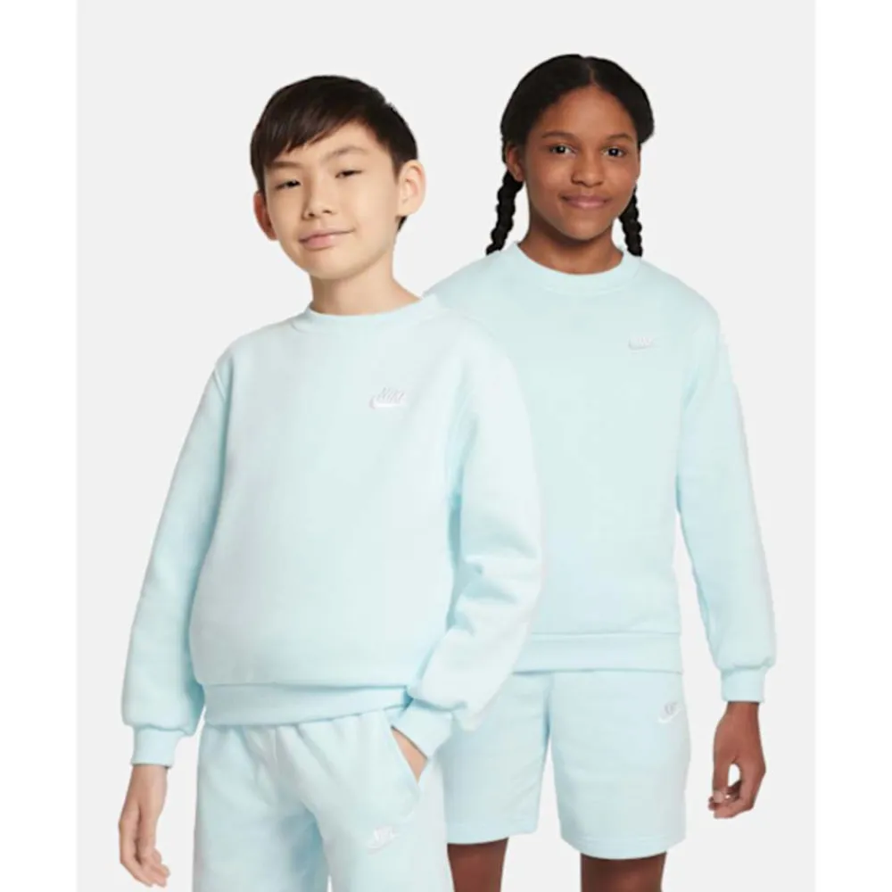 Sale Nike Older Kids Club Fleece Crew Neck Sweatshirt Blue