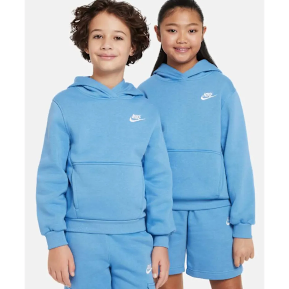 New Nike Older Kids Club Fleece Hoodie Blue