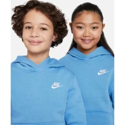 New Nike Older Kids Club Fleece Hoodie Blue