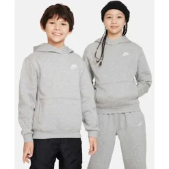 Best Nike Older Kids Club Fleece Hoodie Grey