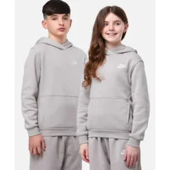 Fashion Nike Older Kids Club Fleece Hoodie Grey