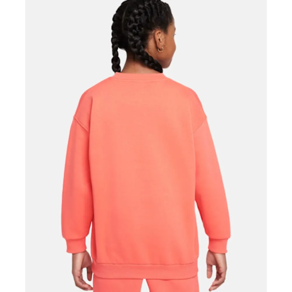 Discount Nike Older Kids Club Fleece Oversized Crew Neck Sweatshirt Orange