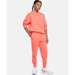 Discount Nike Older Kids Club Fleece Oversized Crew Neck Sweatshirt Orange