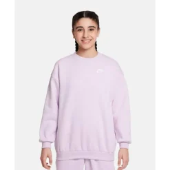 Sale Nike Older Kids Club Fleece Oversized Crew Neck Sweatshirt Purple