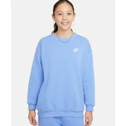 Online Nike Older Kids Club Fleece Oversized Crew Neck Sweatshirt Blue