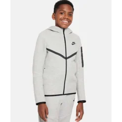 Fashion Nike Older Kids Tech Fleece Hoodie Grey