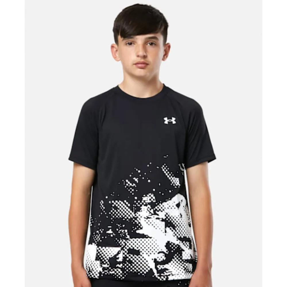 New Under Armour Older Kids Tech Graphic T-Shirt Black