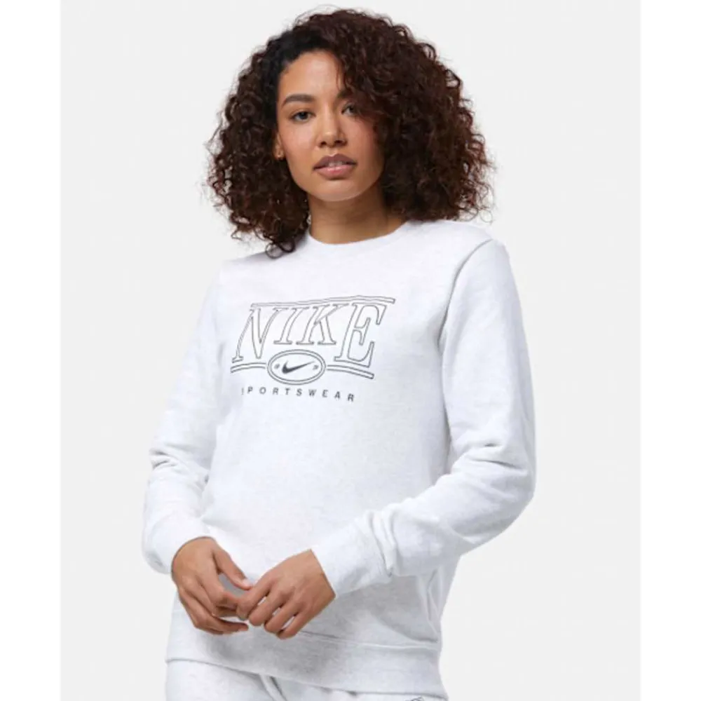 Hot Nike Womens Club Crew Neck Sweatshirt Grey
