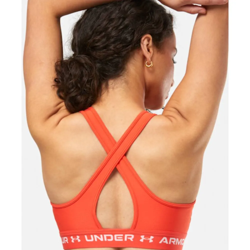 New Under Armour Womens Crossback Medium Support Sports Bra Orange
