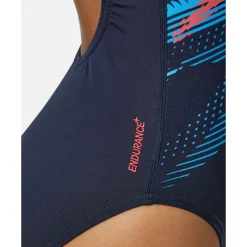 Outlet Speedo Womens Digital Printed Medalist Swimsuit Navy