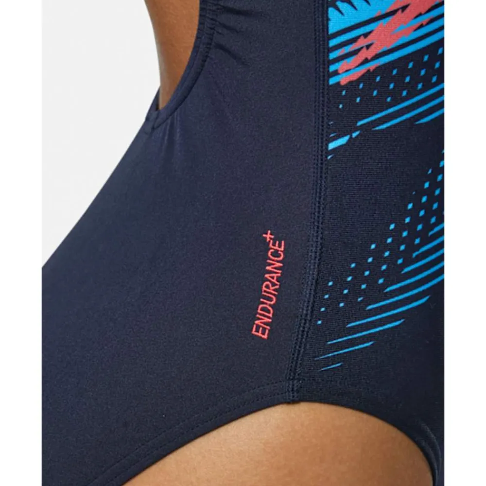 Outlet Speedo Womens Digital Printed Medalist Swimsuit Navy