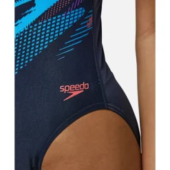 Outlet Speedo Womens Digital Printed Medalist Swimsuit Navy