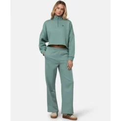 Clearance adidas Originals Womens Essentials Half Zip Top Green