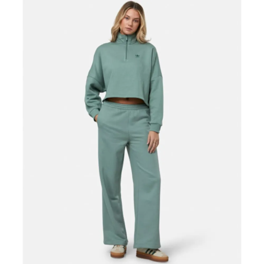 Clearance adidas Originals Womens Essentials Half Zip Top Green