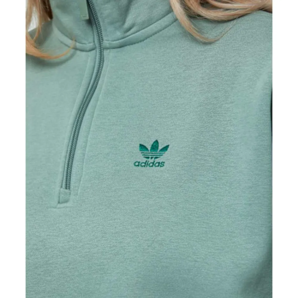 Clearance adidas Originals Womens Essentials Half Zip Top Green