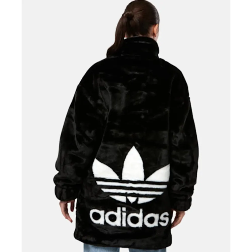 New adidas Originals Womens Faux Fur Jacket Black